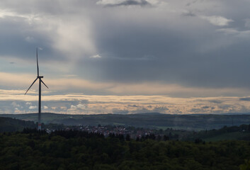 Beautiful forest landscape with windmills in saarland germany europe
