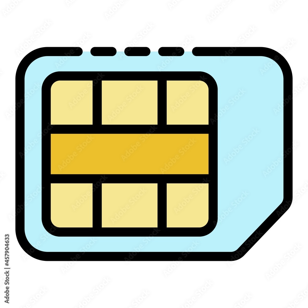 Poster mini sim card icon. outline mini sim card vector icon color flat isolated