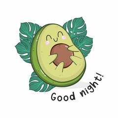 Vector illustration of cartoon sleeping avocado