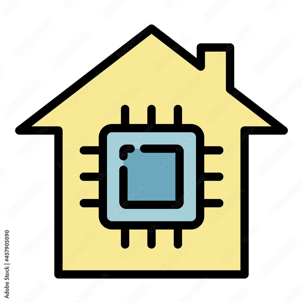 Poster smart home processor icon. outline smart home processor vector icon color flat isolated