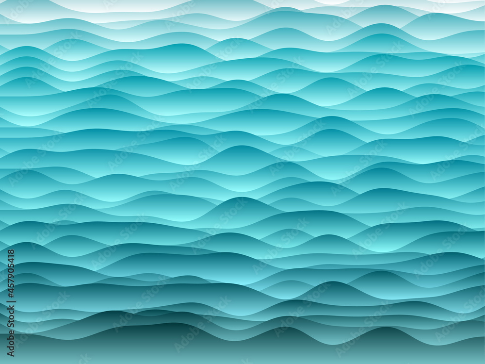 Poster abstract curves background. smooth curves with gradients in cyan colors. awesome vector illustration