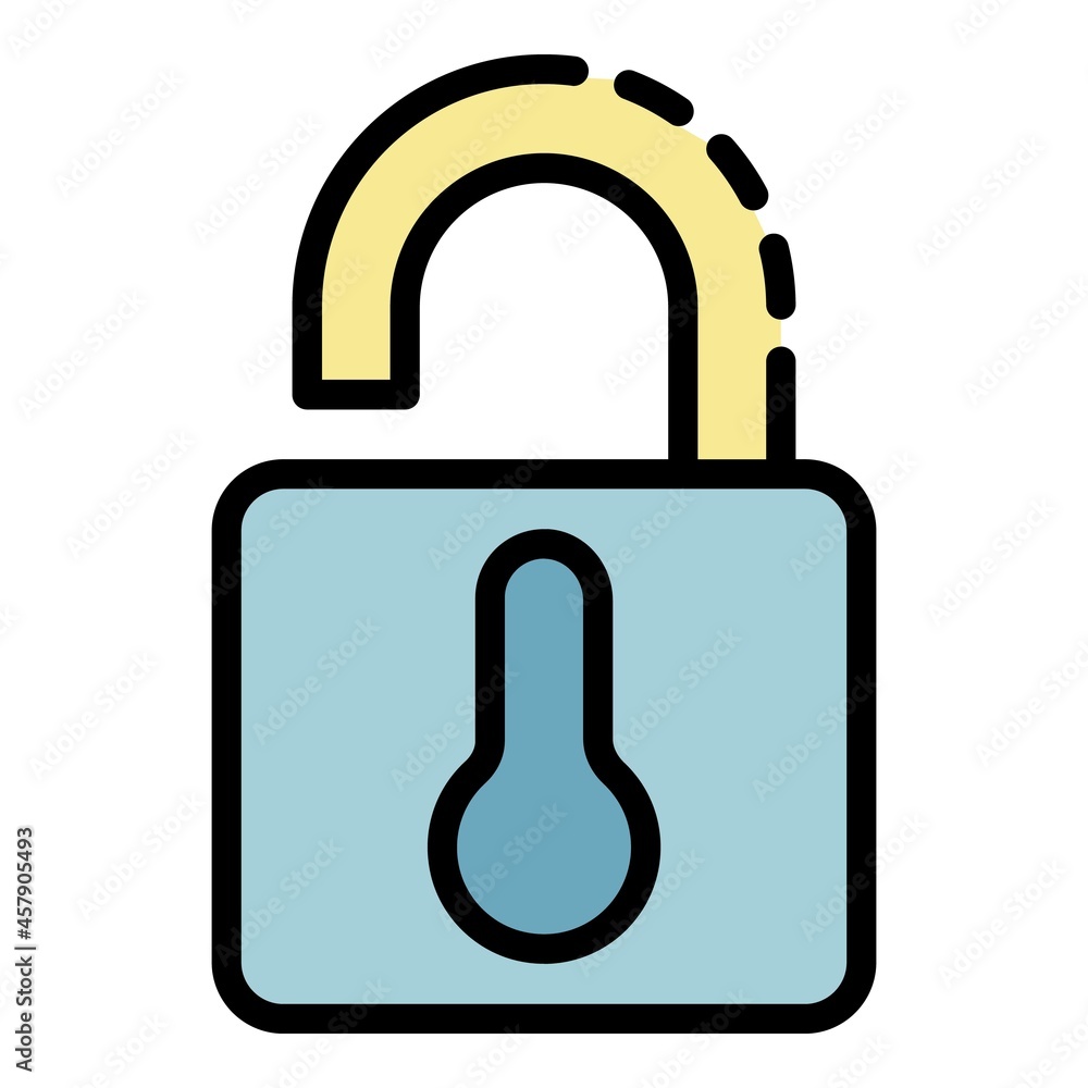 Poster open smart lock icon. outline open smart lock vector icon color flat isolated