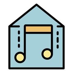 Smart home music icon. Outline smart home music vector icon color flat isolated
