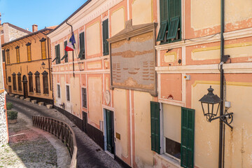 Fototapeta na wymiar The historic town hall of Diano Castello