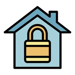 Smart home closed icon. Outline smart home closed vector icon color flat isolated