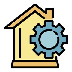 Smart home mechanism icon. Outline smart home mechanism vector icon color flat isolated