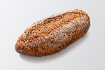 Loaf of bread made of wheat and rye flour, with a delicious appetizing crust