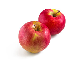 Two red-yellow apples isolated on a white background