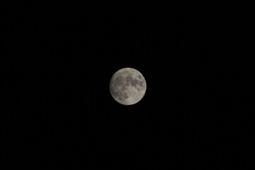 Photo of a bright moon against a dark night sky.