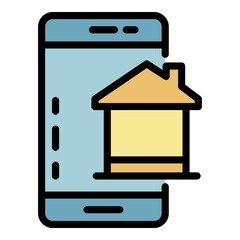Smartphone home control icon. Outline smartphone home control vector icon color flat isolated