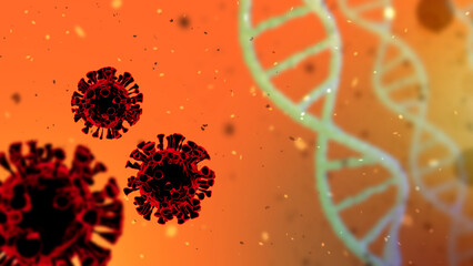 Coronavirus and genetics. Virus cells and DNA. Dangerous illness coronavirus, dna, pandemic risk...