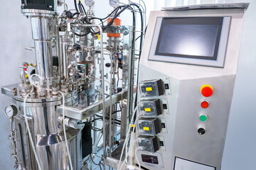 Laboratory bioreactor. Development of vaccines. Synthesis of vaccines. Cultivation of...
