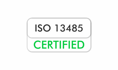 ISO 13485 Certified badge, icon. Certification stamp. Flat design vector. Vector illustration