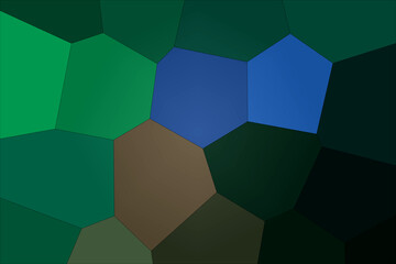 Green, blue and brown stained glass close up pattern