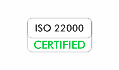ISO 22000 Certified badge, icon. Certification stamp. Flat design vector. Vector illustration