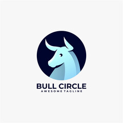Bull circle logo design vector