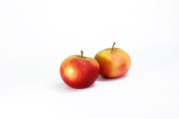Red, yellow two apples isolated on white