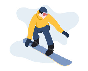 A snowboarder in a yellow jacket goes down the slope.
