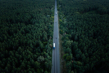 Top view of highway in the evening