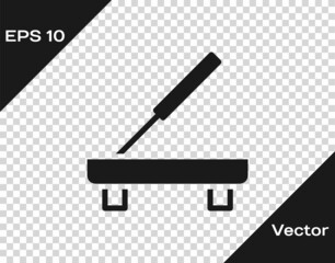 Black Scented spa stick on a wooden stand icon isolated on transparent background. Incense stick. Cosmetic procedure aromatherapy. Vector