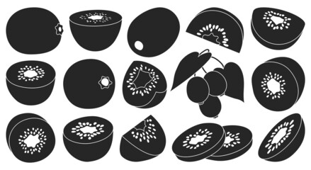 Kiwi vector black set icon. Vector illustration fruit on white background. Isolated black set icon kiwi.