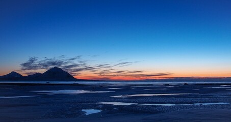 Sunset over Hohenlohe Fjellet.
Spitsbergen.