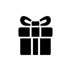 Gift box icon. Black silhouette. Front side view. Vector simple flat graphic illustration. The isolated object on a white background. Isolate.