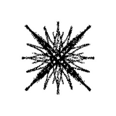Snowflake icon. Black contour linear ink silhouette. Vector simple flat graphic hand drawn illustration. The isolated object on a white background. Isolate.