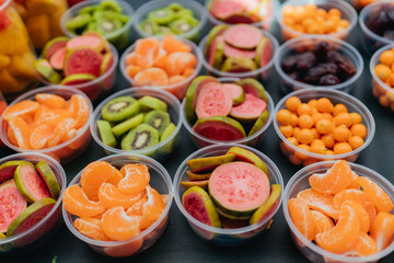 glasses fruits mandarin kigui guava market 