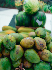 papaya fruit on the market mango melon 