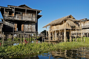 Houses on stilts at Inle (Inlay) Lake, Myanmar (Burma)