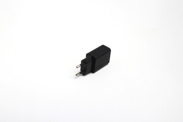 Black Cell Phone Charger Adapter isolated on white background