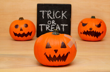 halloween pumpkins and lettering trick or treat