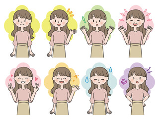 私服女性のポーズセット　効果つき