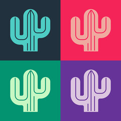 Pop art Cactus icon isolated on color background. Vector