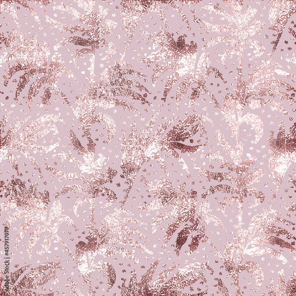 Poster leaves seamless pattern. leaf background. repeated tropical texture. marble foil checked printed. re