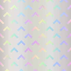 Arrow seamless pattern. Repeating hologram pattern. Holographic background. Repeated silver foil texture for design prints. Holography printed. Abstract patern. Geometric printing. Vector illustration