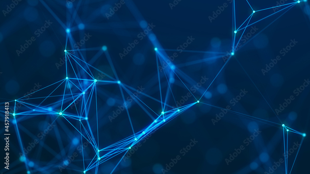 Poster abstract illustration with connected dots and lines. digital network background. the concept of scie