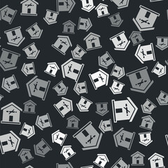 Grey No smoking at home icon isolated seamless pattern on black background. Area no smoking house. Vector