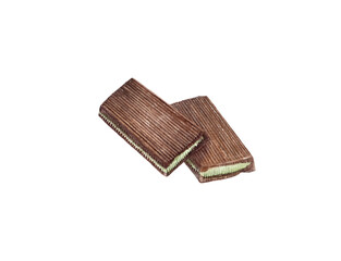 Mint chococlate watercolor illustration isolated on white background.