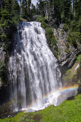Narada Falls waterfall in Mt. Rainier National Park, with rainbow