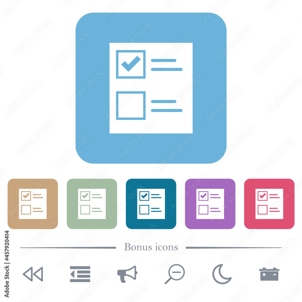 Poster ballot paper solid flat icons on color rounded square backgrounds