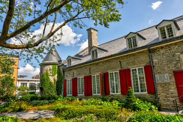 Exteriors of the chateau and gardens of Chateau Ramezay in Old Montreal