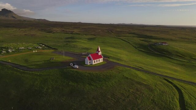 Ingjaldshólskirkja (Church in Iceland) by Drone in 4K - 2