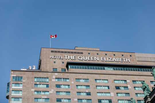 Montreal, Quebec - August 31, 2021: Signage Above The Queen Elizabeth Hotel In Montreal