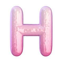 Pink latex glossy font Letter H 3D
