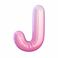 Pink latex glossy font Letter J 3D