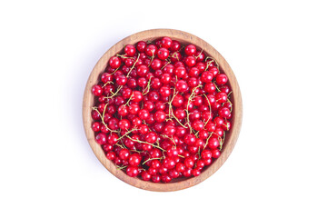 Fresh red currant in wooden isolated on white background