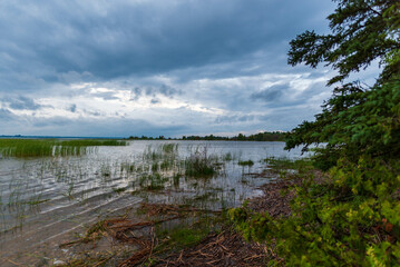 Beautiful lakeshore of Duncan Bay at Cheboygan State Park in northern Michigan.