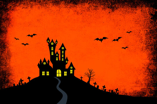 Red-orange grunge Halloween background illustration.
